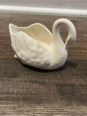 Elegant Porcelain Vintage Swan Trinket Dish Mini Planter Ring Holder